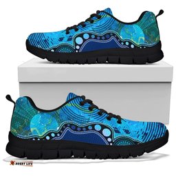 Aboriginal Australia Indigenous Flag Circle Dot Painting Art Blue Sneakers