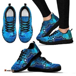 Aboriginal Australia Indigenous Flag Circle Dot Painting Art Blue Sneakers
