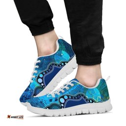 Aboriginal Australia Indigenous Flag Circle Dot Painting Art Blue Sneakers