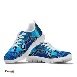 Aboriginal Australia Indigenous Flag Circle Dot Painting Art Blue Sneakers