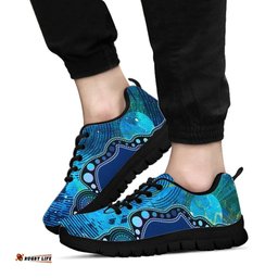 Aboriginal Australia Indigenous Flag Circle Dot Painting Art Blue Sneakers