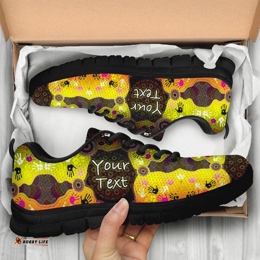 Custom Aboriginal Indigenous Circle Dot Painting Hand Art Sneakers
