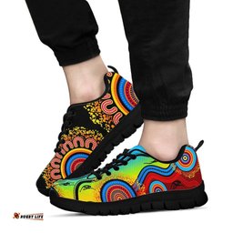 Aboriginal Flower Dot Painting Blue Dream Sneakers