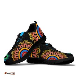 Aboriginal Flower Dot Painting Blue Dream Sneakers