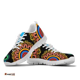 Aboriginal Flower Dot Painting Blue Dream Sneakers