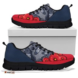 Aboriginal ANZAC Day Poppy Flower Dot Painting Sneakers