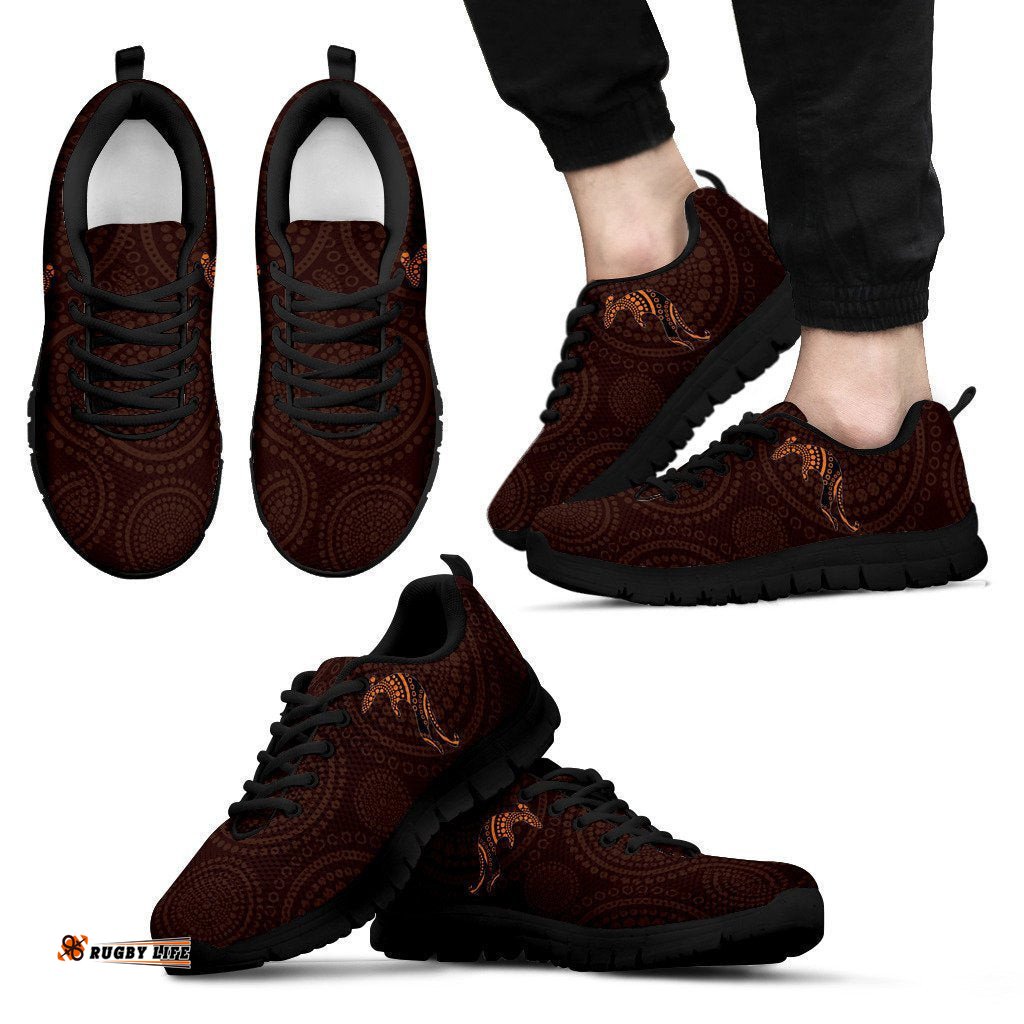 Aboriginal Kangaroo Patterns Circle Dot Painting 10 Sneakers