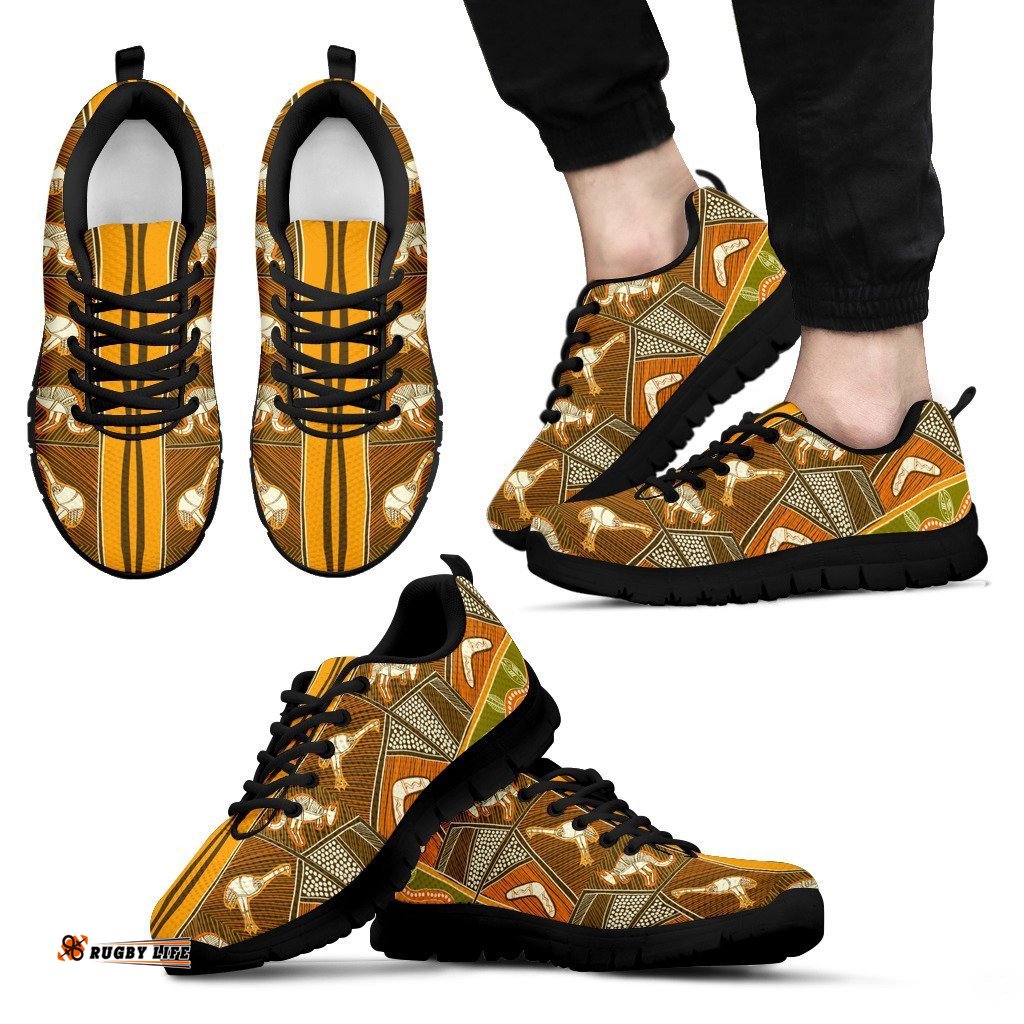 Aboriginal Emu Boomerang Patterns Sneakers