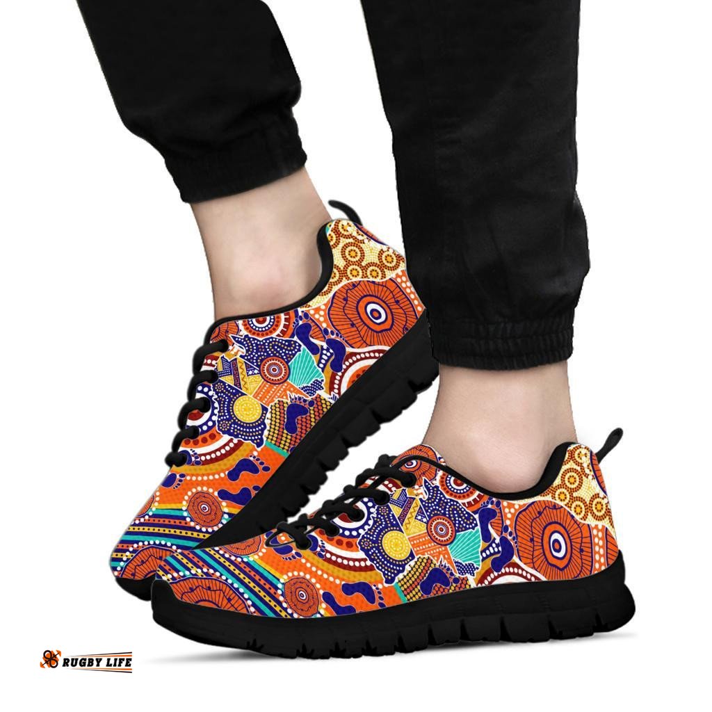 Aboriginal Australian Map Dot Painting Sneakers