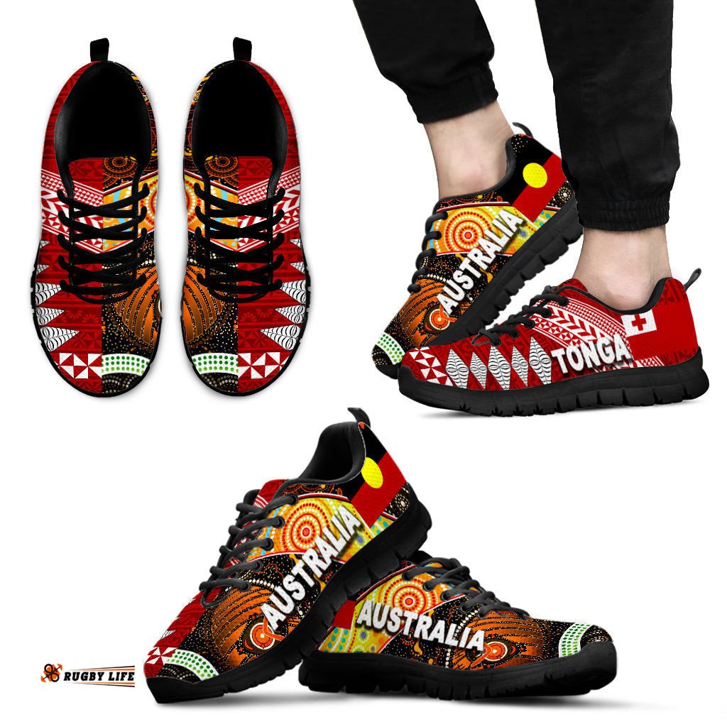 Australia Aboriginal Flag and Tonga Flag Together NO.1 Sneakers