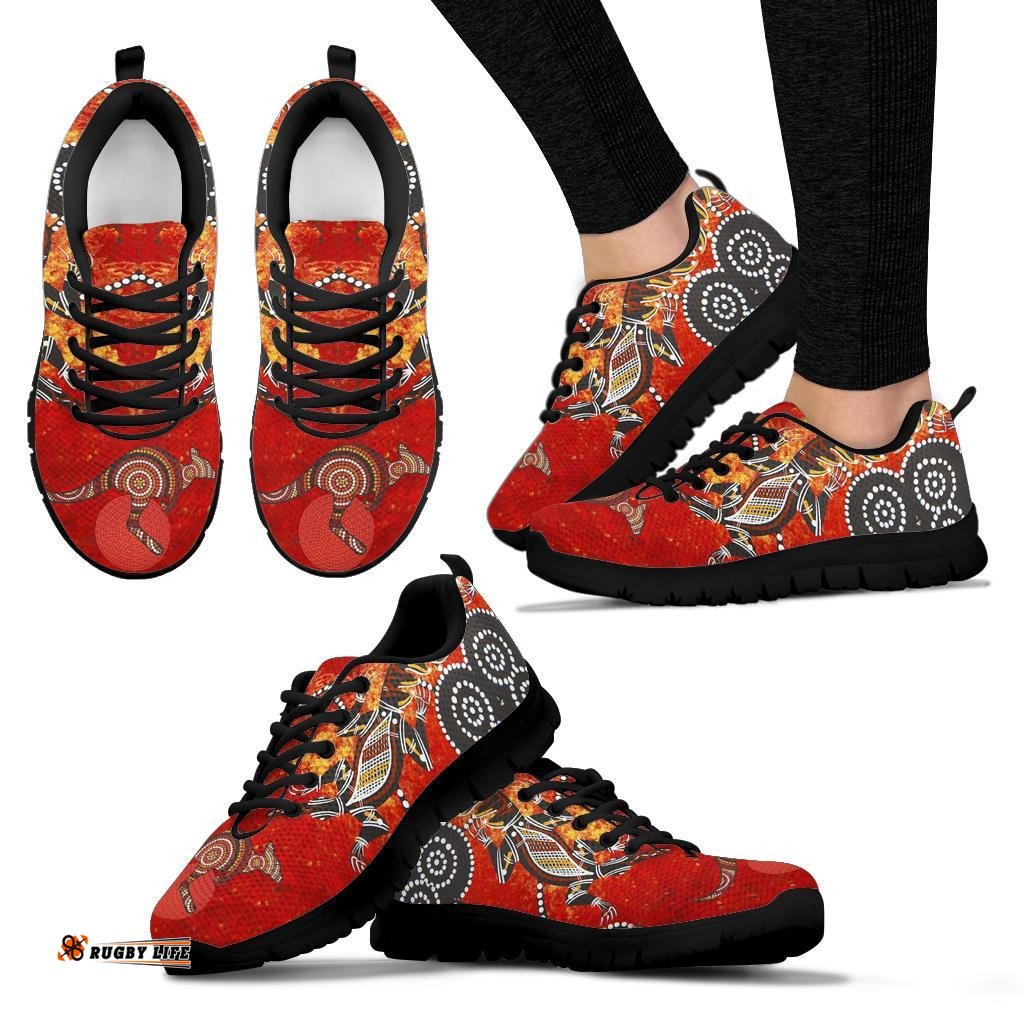 Aboriginal Crocodile And Kangaroo Patterns Aboriginal Dot Sneakers
