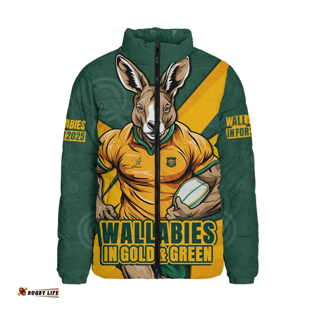 Aussie Wallabies Aboriginal Strength Wear Wallabies Rugby Edition Yellow Padded Jacket