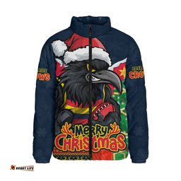 Adelaide Crows Santa Scoring Touchdown On Christmas Game Day Padded Jacket