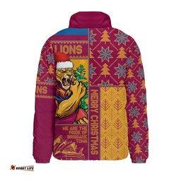 Brisbane Lions Merry Christmas Knit Style Festive Spirit Padded Jacket