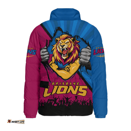 Brisbane Lions Breaking Through Fan Design Padded Jacket