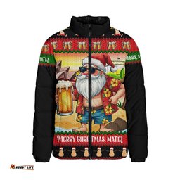 Australia Christmas Santa Beer Cheers Style Padded Jacket