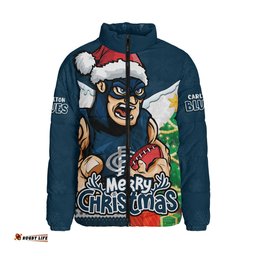 Carlton Santa Scoring Touchdown On Christmas Game Day Padded Jacket
