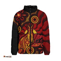 Indigenous Australian Aboriginal Warrior's Heart Ignites Padded Jacket