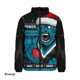 Port Adelaide Merry Christmas Down Under Footy Power Style Padded Jacket