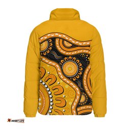 Indigenous Australian Aboriginal Sun Pathway Walkabout Padded Jacket