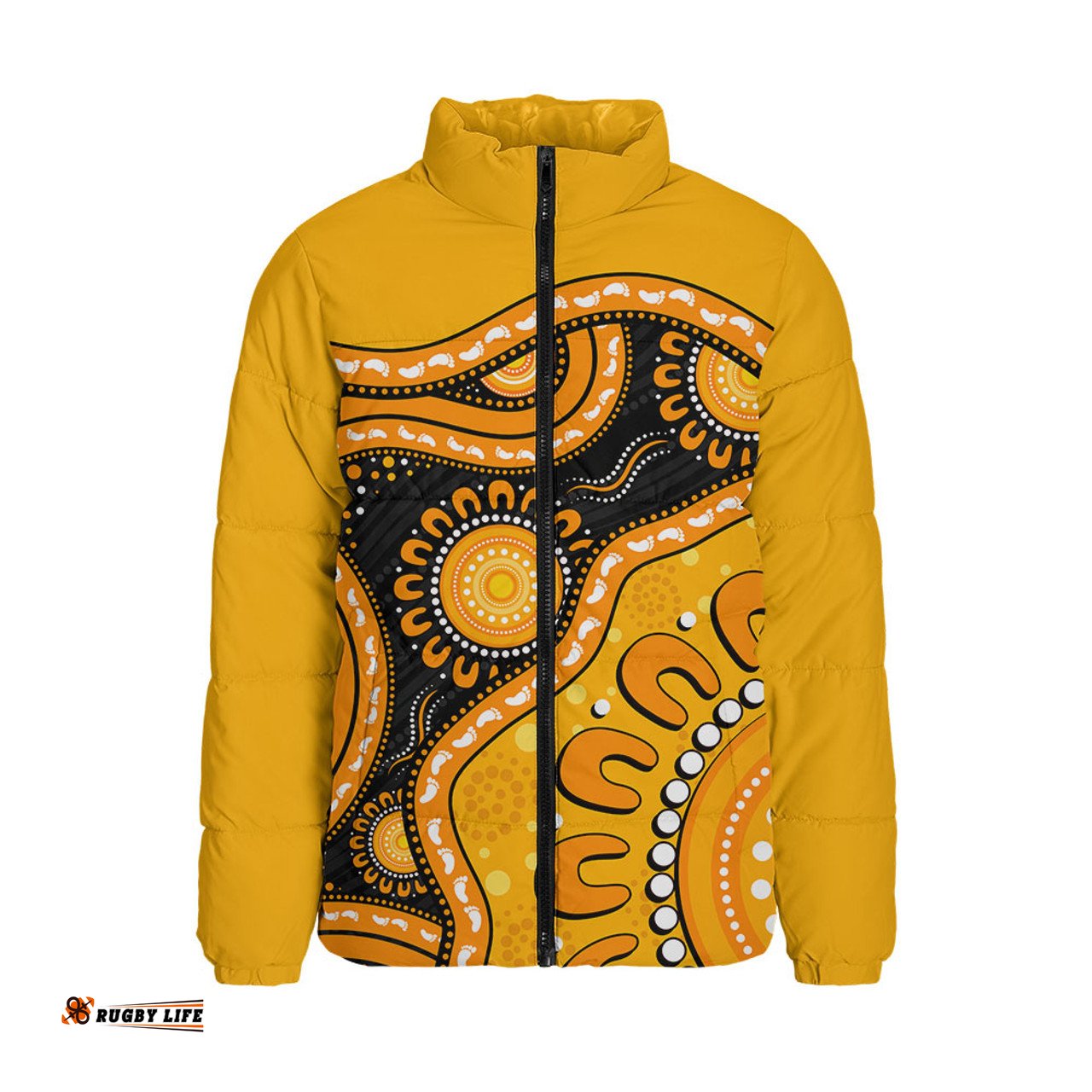 Indigenous Australian Aboriginal Sun Pathway Walkabout Padded Jacket