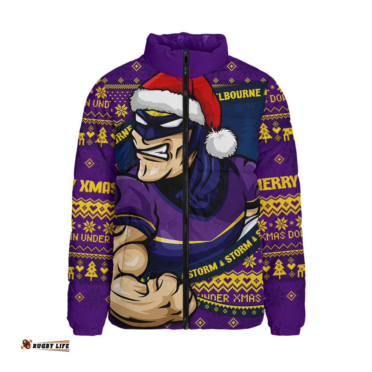 Melbourne Storm Ugly Knit Style For Christmas Game Fans Padded Jacket