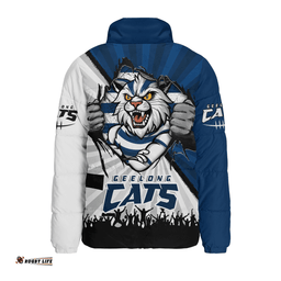 Geelong Cats Breaking Through Fan Design Padded Jacket