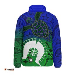 Indigenous Australian Aboriginal Island Heart Turtle Path Padded Jacket