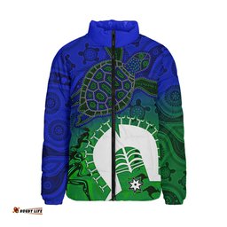 Indigenous Australian Aboriginal Island Heart Turtle Path Padded Jacket