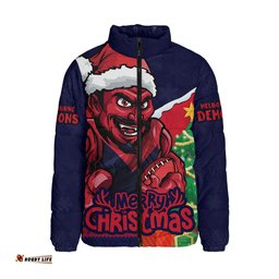 Melbourne Santa Scoring Touchdown On Christmas Game Day Padded Jacket