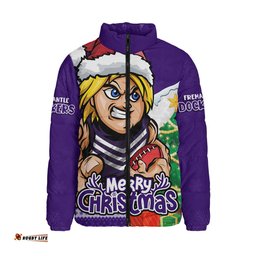 Fremantle Santa Scoring Touchdown On Christmas Game Day Padded Jacket