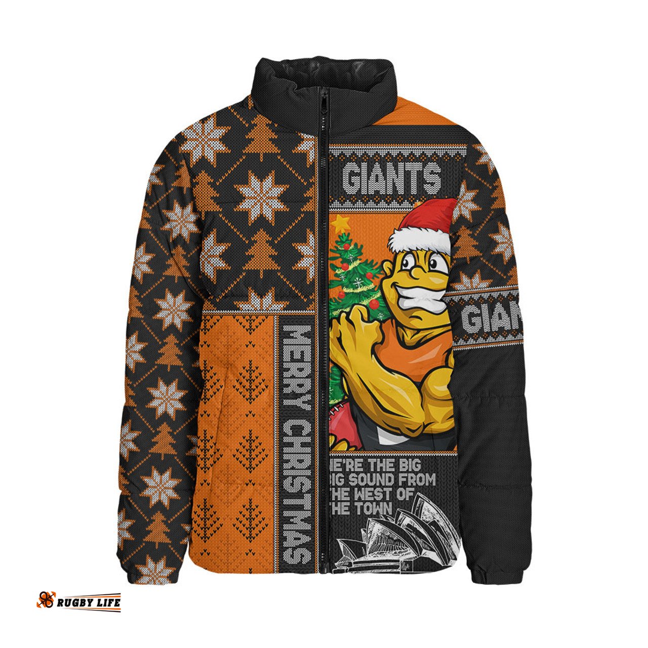 GWS GIANTS Merry Christmas Knit Style Festive Spirit Padded Jacket