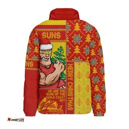 Gold Coast SUNS Merry Christmas Knit Style Festive Spirit Padded Jacket