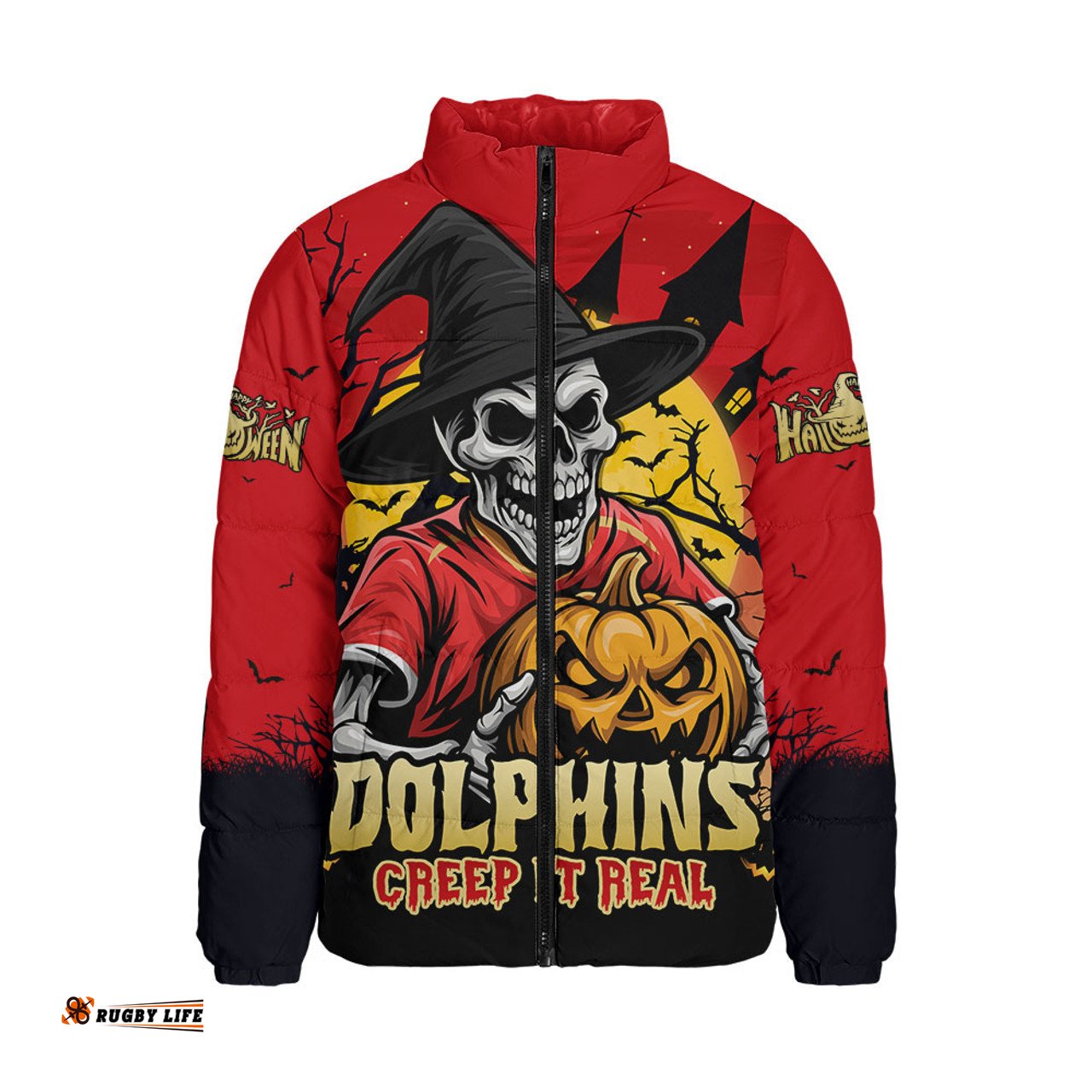 Redcliffe Dolphins Dark Moon Rugby Halloween Battle Edition Padded Jacket