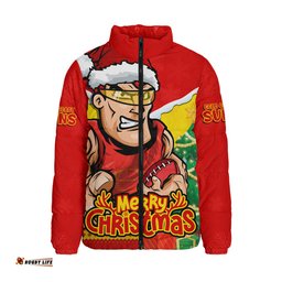 Gold Coast SUNS Santa Scoring Touchdown On Christmas Game Day Padded Jacket