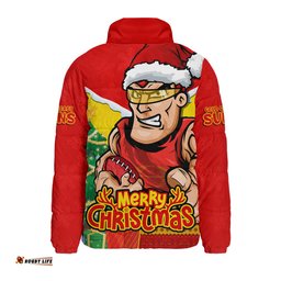 Gold Coast SUNS Santa Scoring Touchdown On Christmas Game Day Padded Jacket