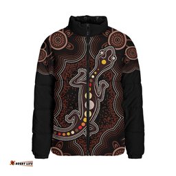 Indigenous Australian Aboriginal Aboriginal Gecko Dreaming Path Padded Jacket
