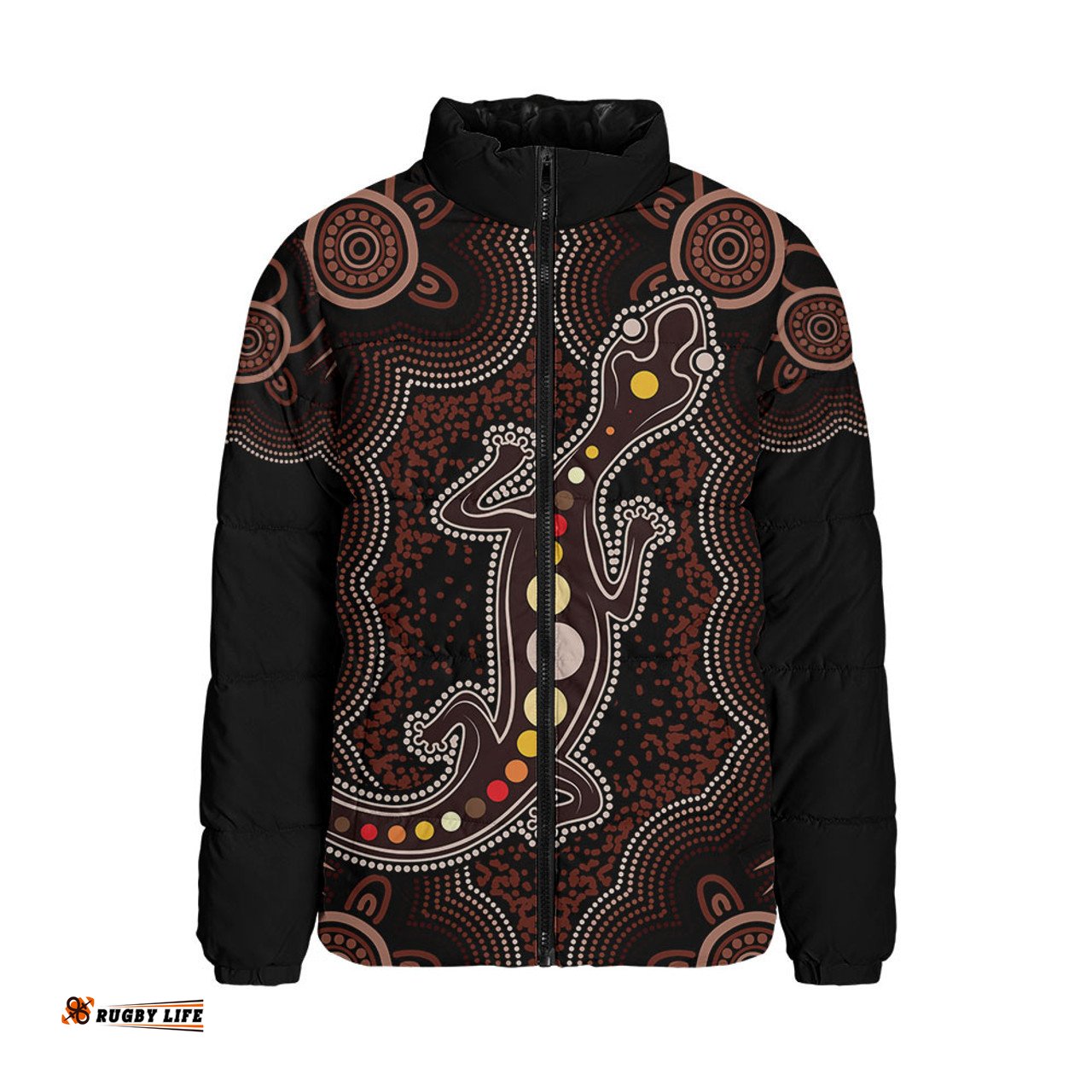 Indigenous Australian Aboriginal Aboriginal Gecko Dreaming Path Padded Jacket