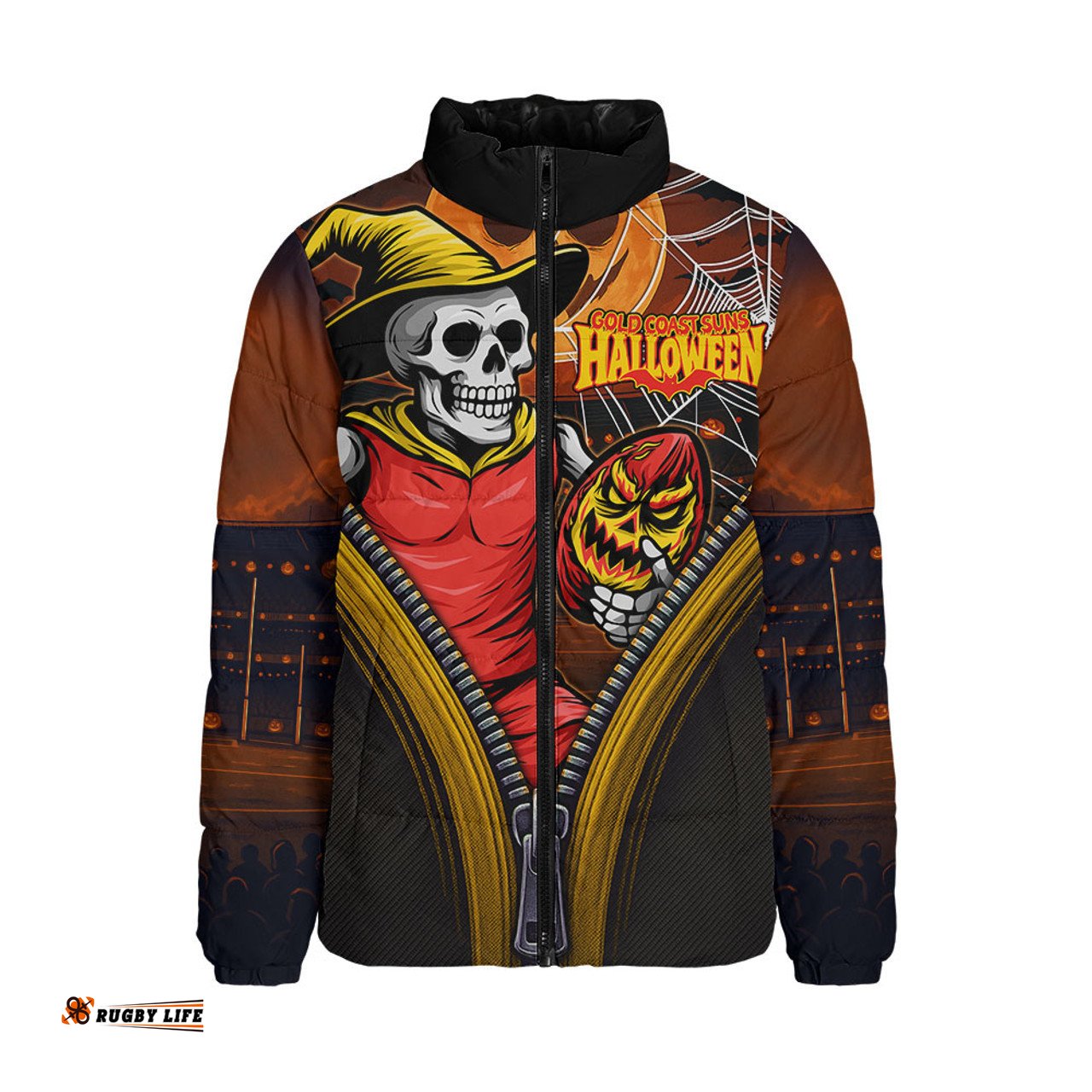 Gold Coast SUNS Halloween Night Reaper Zipper Padded Jacket