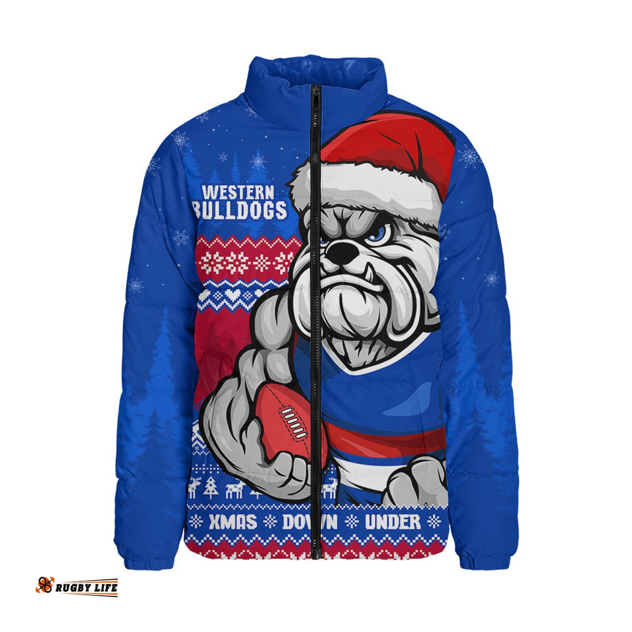 Western Bulldogs Merry Christmas Down Under Footy Power Style Padded Jacket