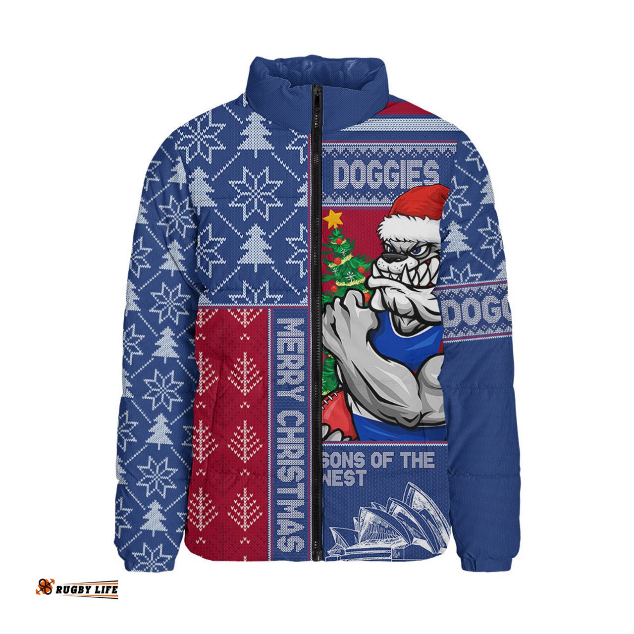 Western Bulldogs Merry Christmas Knit Style Festive Spirit Padded Jacket