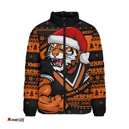 Wests Tigers Ugly Knit Style For Christmas Game Fans Padded Jacket