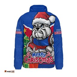 Western Bulldogs Santa Scoring Touchdown On Christmas Game Day Padded Jacket
