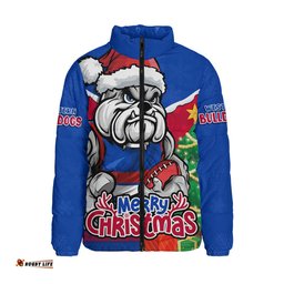 Western Bulldogs Santa Scoring Touchdown On Christmas Game Day Padded Jacket