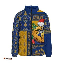 West Coast Eagles Merry Christmas Knit Style Festive Spirit Padded Jacket
