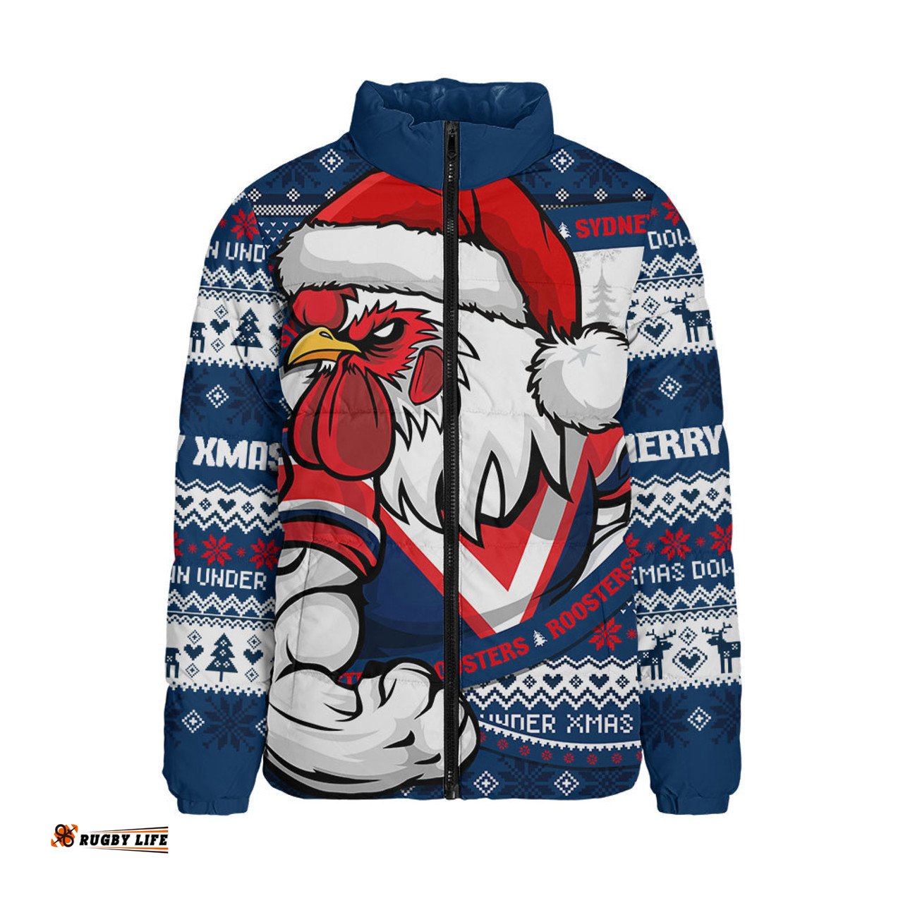 Sydney Roosters Ugly Knit Style For Christmas Game Fans Padded Jacket