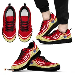 Tahiti Wave Sneakers - Polynesian Pattern White Gold Color Th0