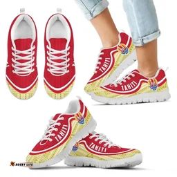 Tahiti Wave Sneakers - Polynesian Pattern White Gold Color Th0