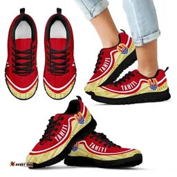 Tahiti Wave Sneakers - Polynesian Pattern White Gold Color Th0