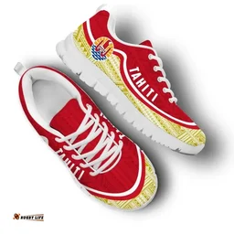 Tahiti Wave Sneakers - Polynesian Pattern White Gold Color Th0